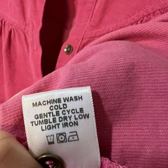 Xirena Corduroy Emilia Shirt XS Cotton Pink Velvet Button Front Pink Relaxed Fit - Picture 9 of 12